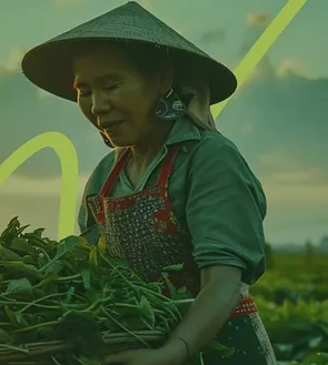 Ilustrasi petani membawa hasil panen di kebun